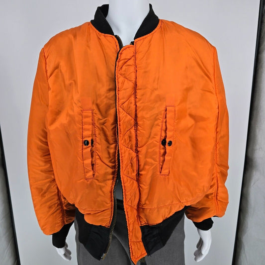 Vintage Made in USA Alpha Industries MA-1 Custom Embroidered Bomber Jacket 2XL