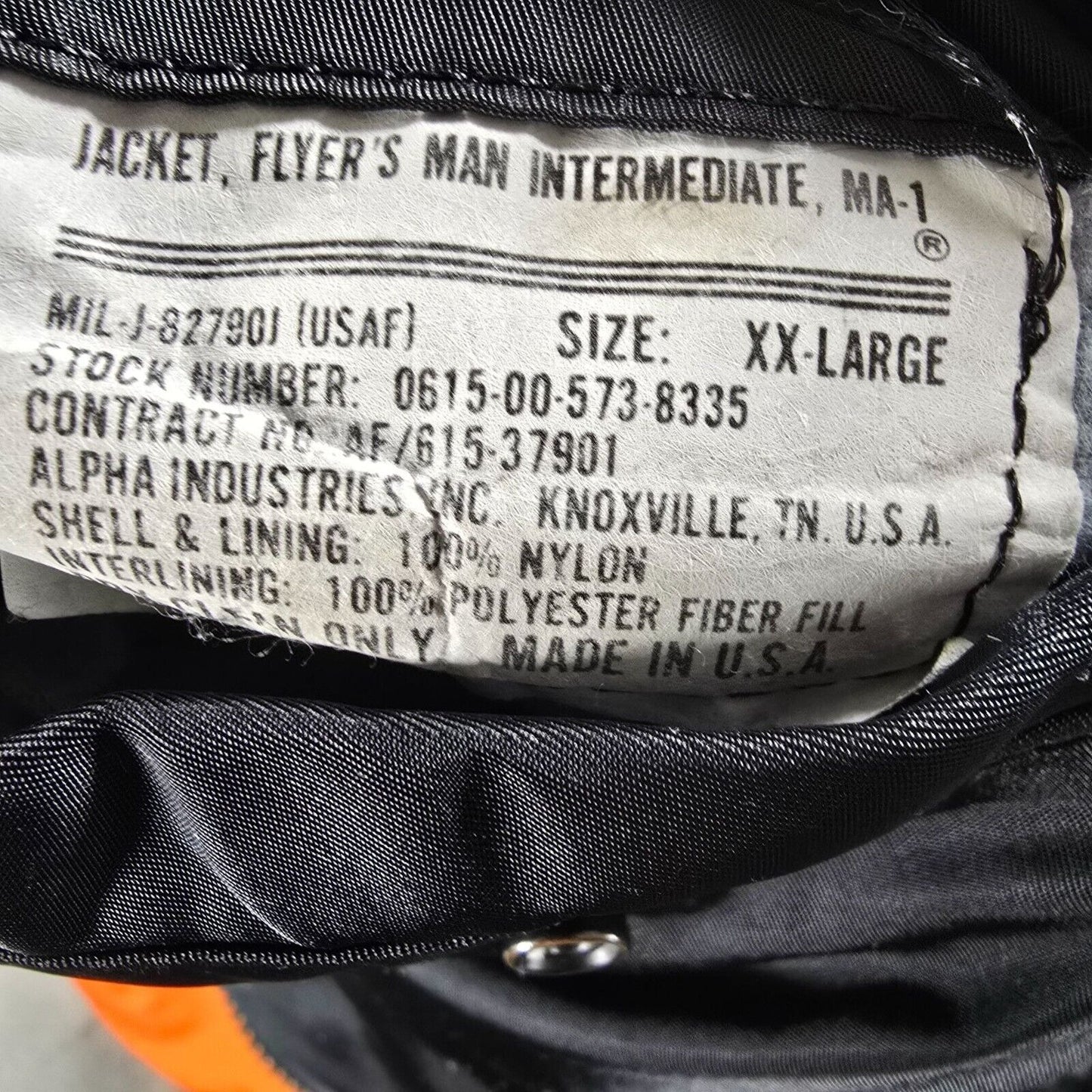 Vintage Made in USA Alpha Industries MA-1 Custom Embroidered Bomber Jacket 2XL