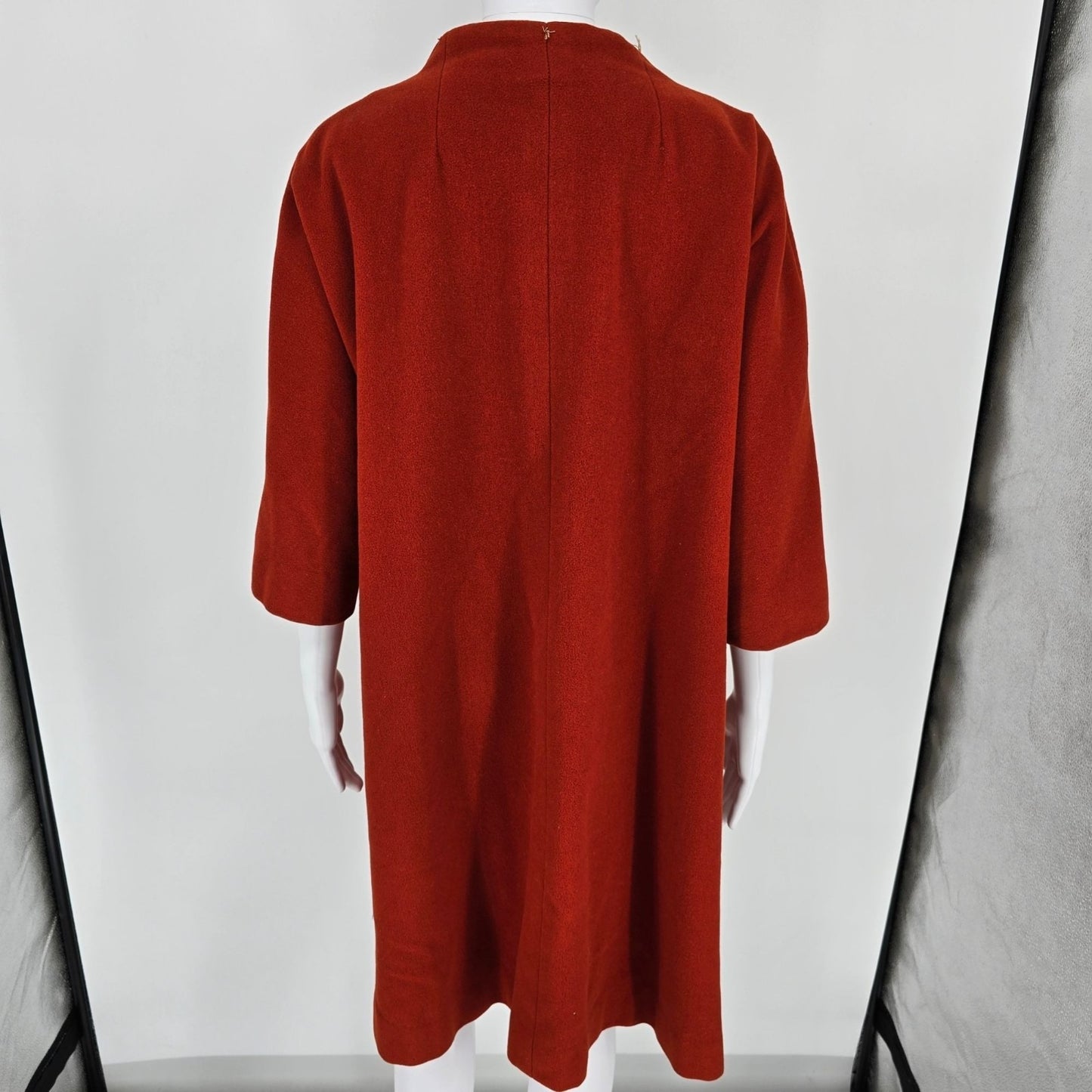 Vintage 1960s CuddleCoat New York Burnt Orange Double-breasted Overcoat (L)