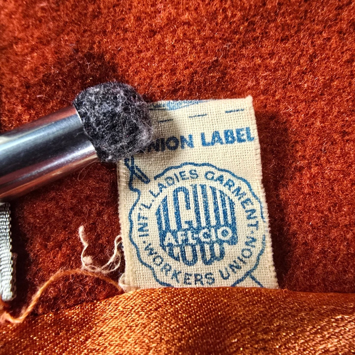 Vintage 1960s CuddleCoat New York Burnt Orange Double-breasted Overcoat (L)