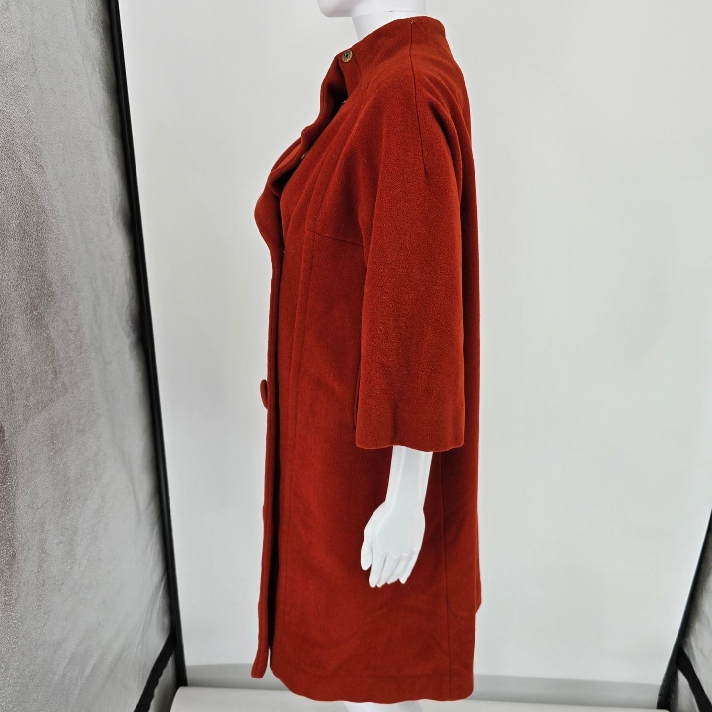 Vintage 1960s CuddleCoat New York Burnt Orange Double-breasted Overcoat (L)