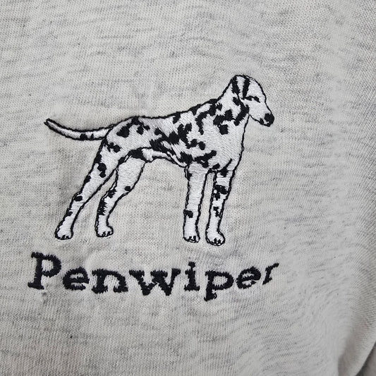 Distressed Vintage 1990s Tee Jays "Penwiper" Embroidered Dalmatian T-Shirt (XXL)