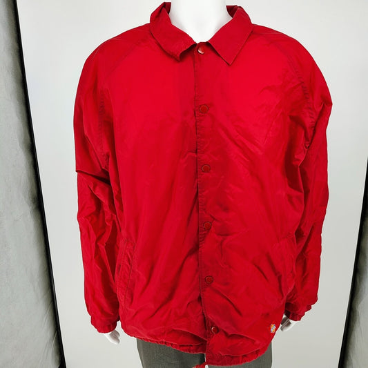 Dickies Men's Red Nylon Cotton-lined  Snap Button Coach Jacket (XL)