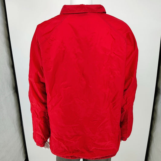 Dickies Men's Red Nylon Cotton-lined  Snap Button Coach Jacket (XL)