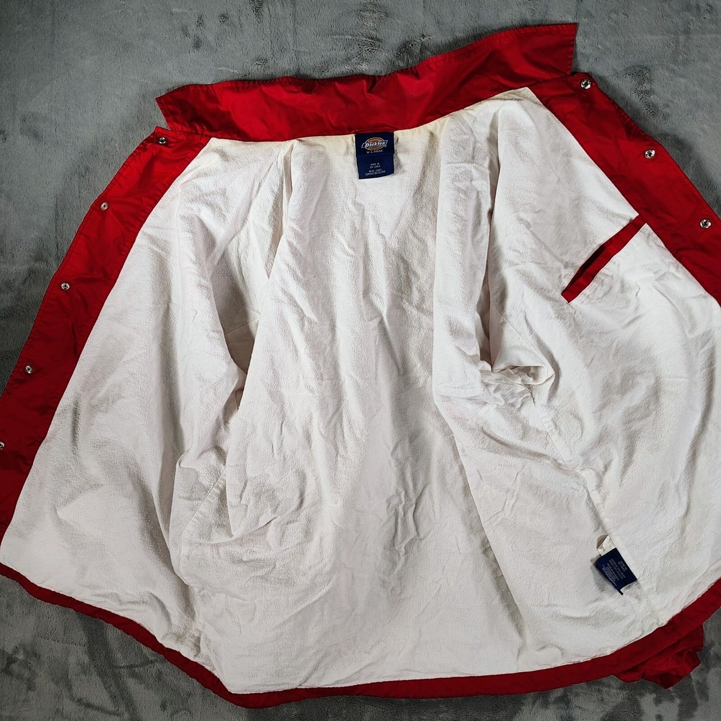 Dickies Men's Red Nylon Cotton-lined  Snap Button Coach Jacket (XL)