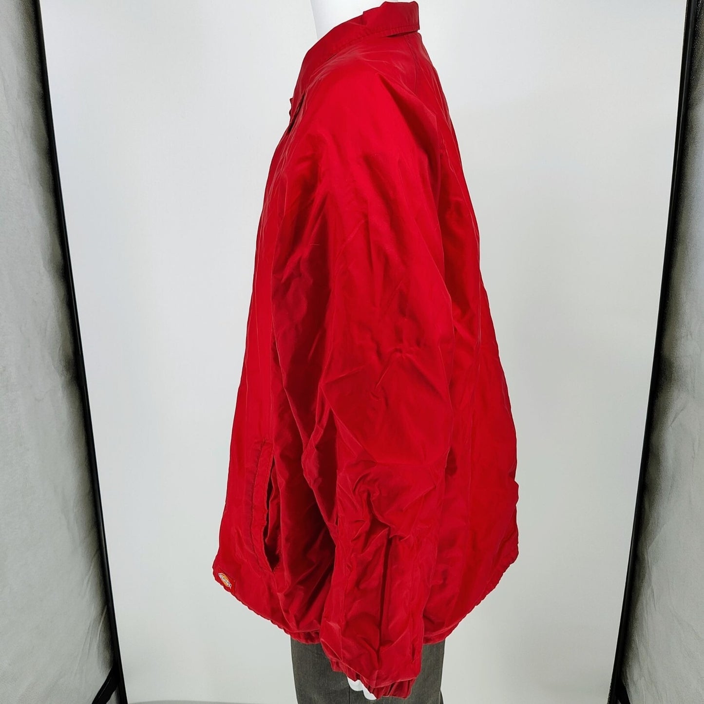 Dickies Men's Red Nylon Cotton-lined  Snap Button Coach Jacket (XL)