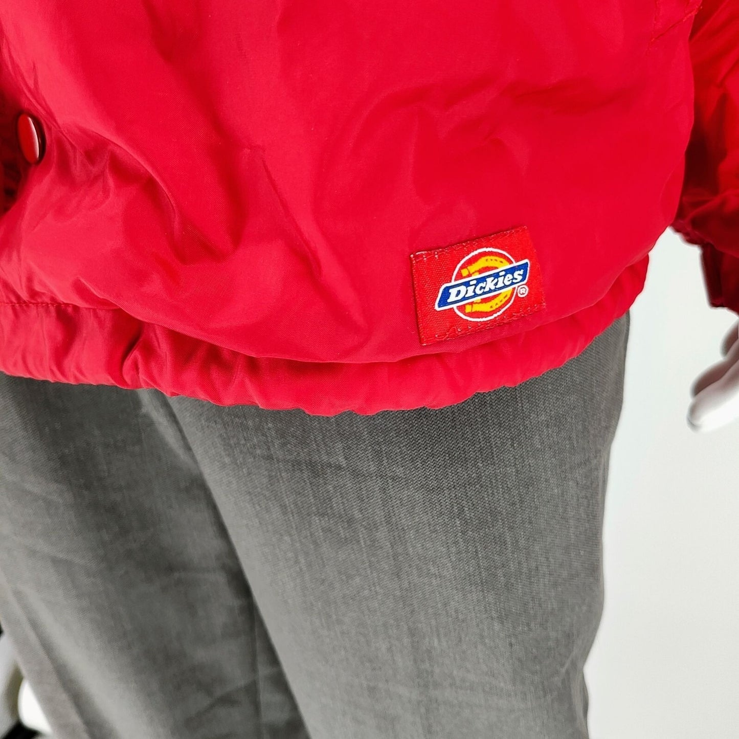 Dickies Men's Red Nylon Cotton-lined  Snap Button Coach Jacket (XL)
