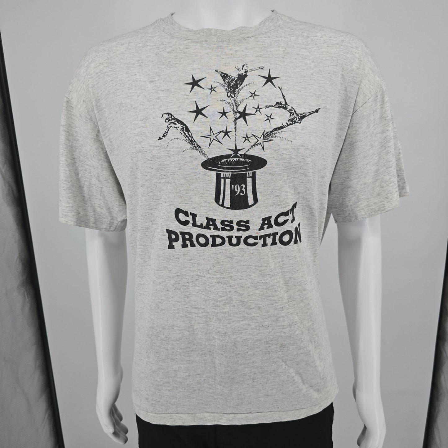 Distressed Vintage 1993 Hanes Heavyweight Class Act Production T-Shirt (XL)