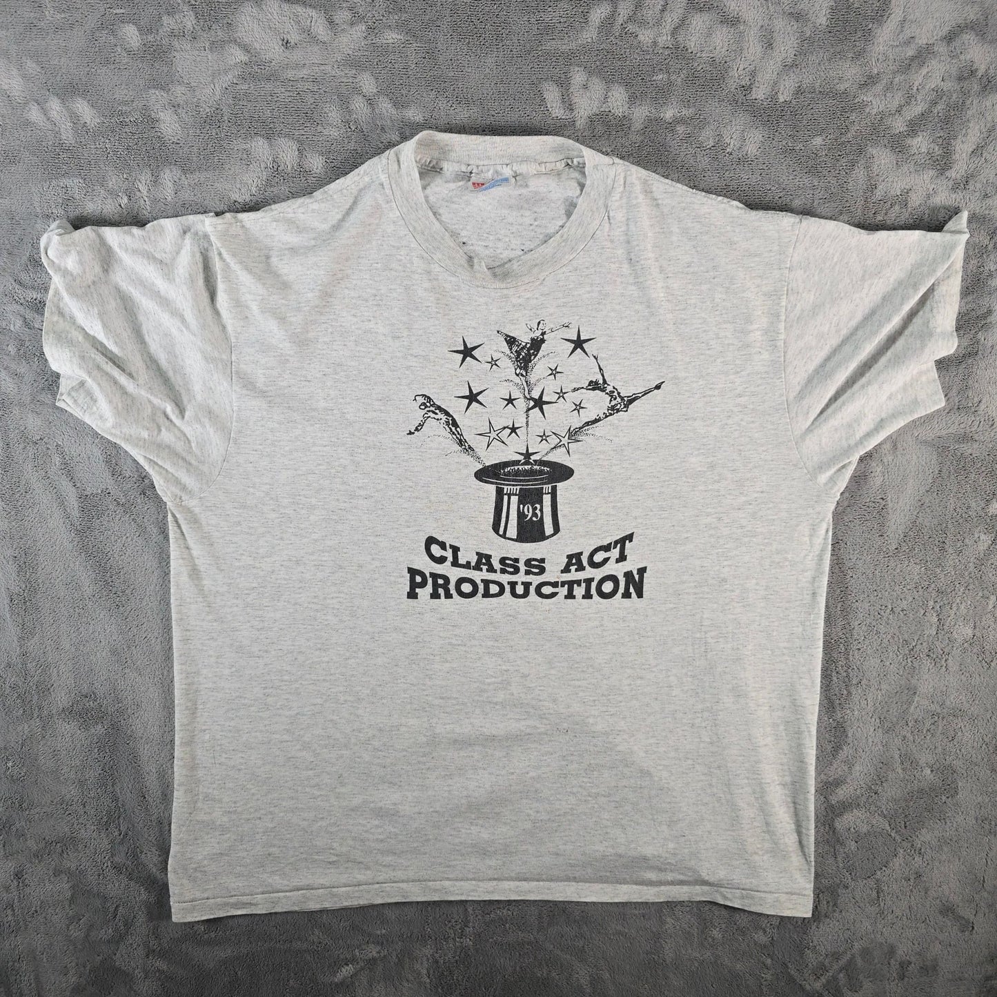 Distressed Vintage 1993 Hanes Heavyweight Class Act Production T-Shirt (XL)