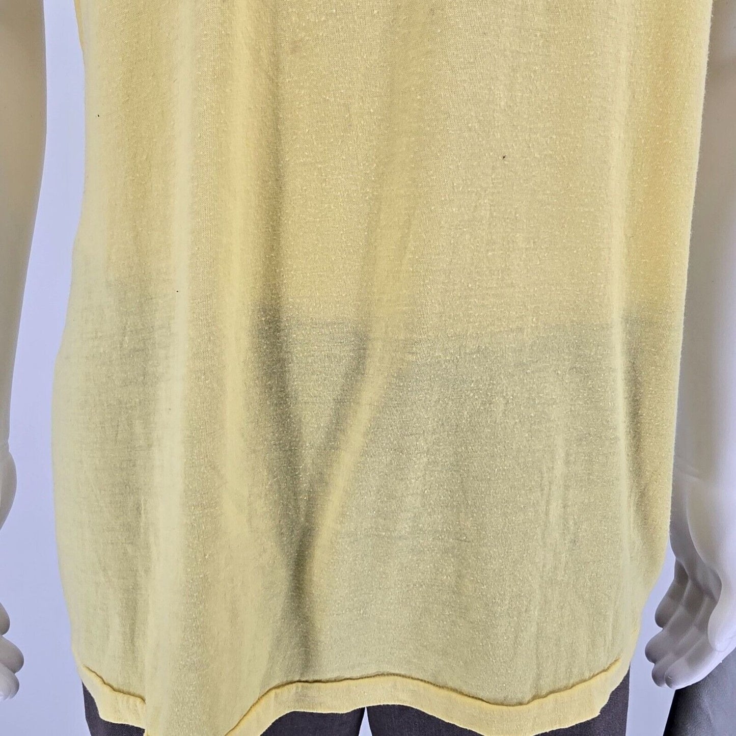 Rare Distressed Vintage 1970s JC Penney Blank Yellow Single Stitch T-Shirt (2XL)