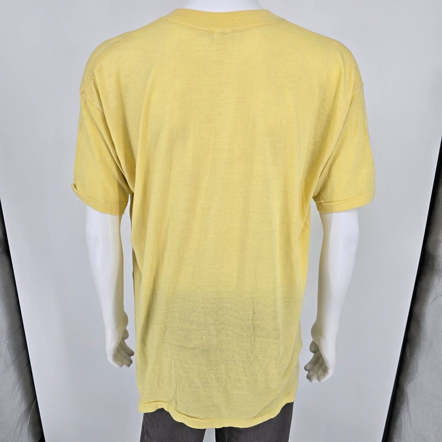 Rare Distressed Vintage 1970s JC Penney Blank Yellow Single Stitch T-Shirt (2XL)