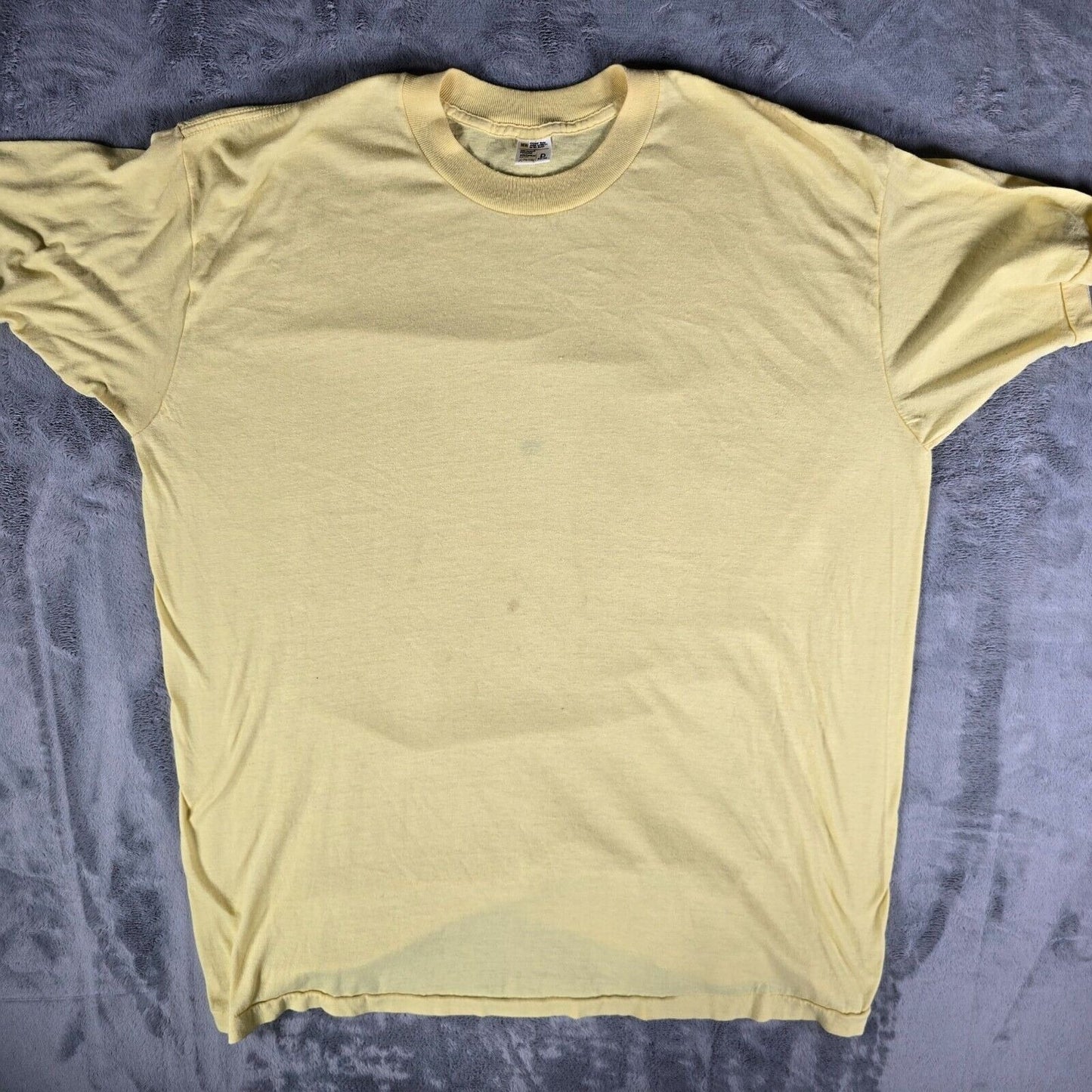 Rare Distressed Vintage 1970s JC Penney Blank Yellow Single Stitch T-Shirt (2XL)