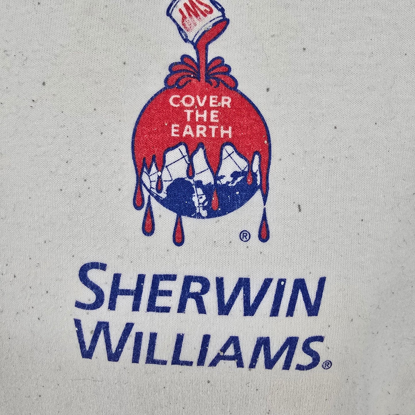 Distressed 2010s Sherwin Williams "Cover the Earth" Paint-Splatter T-Shirt (L/XL)