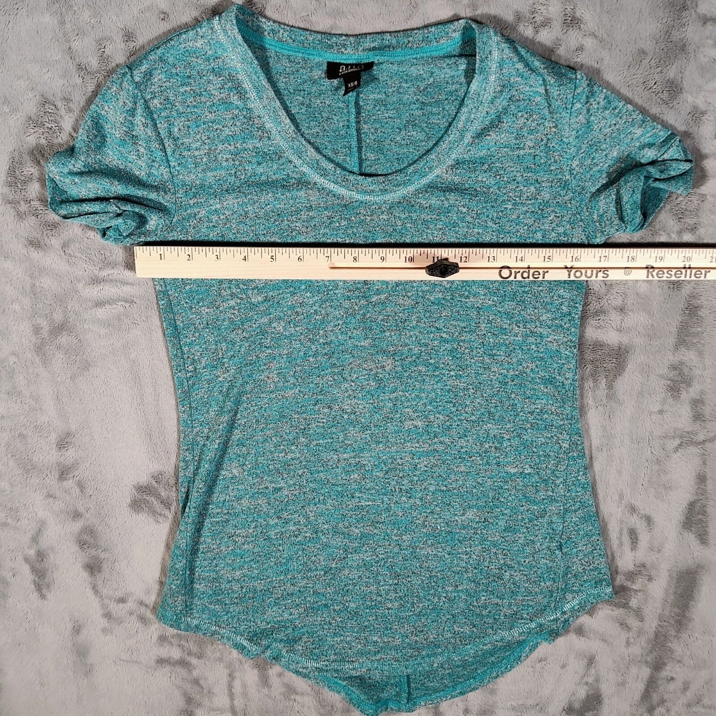 A.N.A A New Approach Womens Stretch Heathered Turquoise Short Sleeve Top (XS/S)