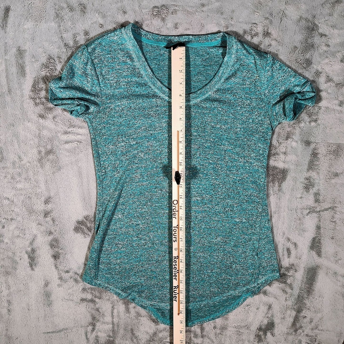 A.N.A A New Approach Womens Stretch Heathered Turquoise Short Sleeve Top (XS/S)