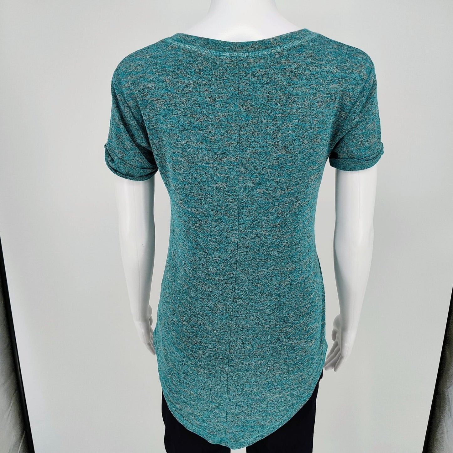 A.N.A A New Approach Womens Stretch Heathered Turquoise Short Sleeve Top (XS/S)