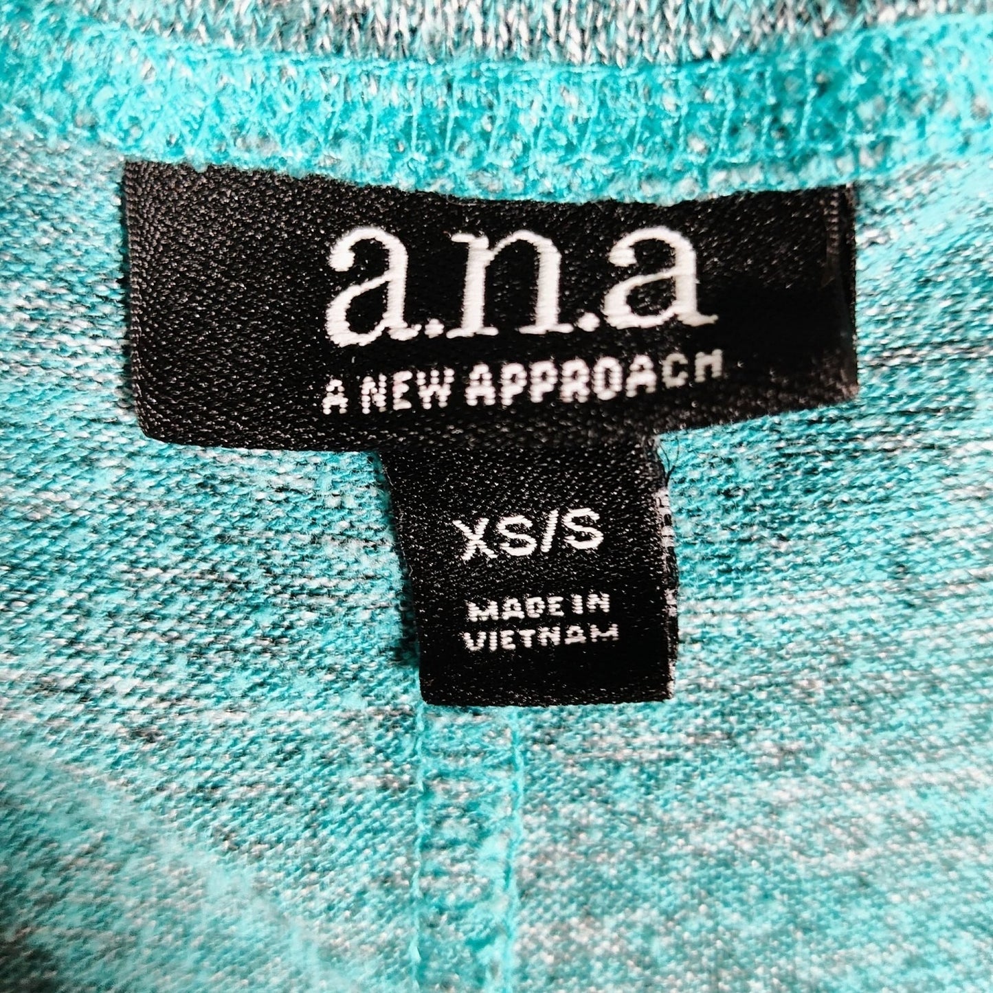 A.N.A A New Approach Womens Stretch Heathered Turquoise Short Sleeve Top (XS/S)