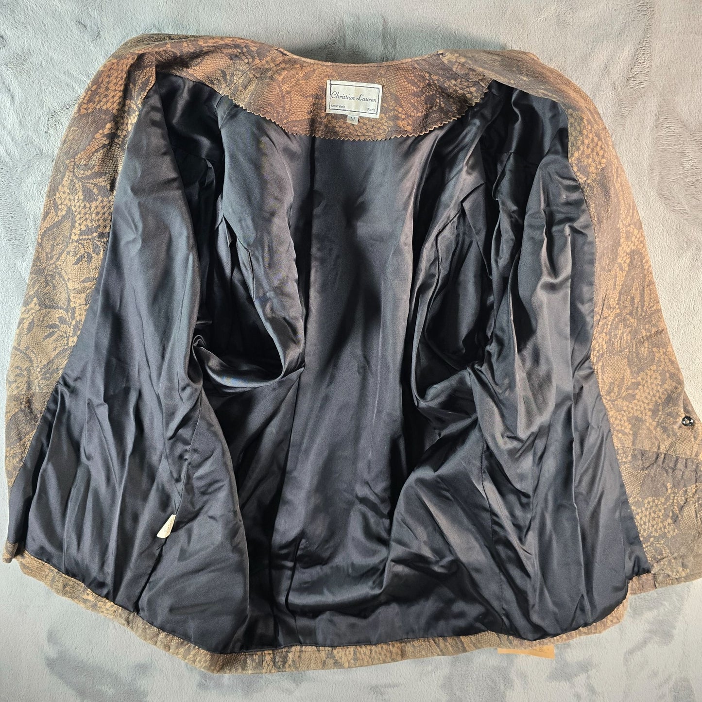 Vintage 1980s Christian Lauren Butterfly Pattern Oversized Blazer Jacket (M)