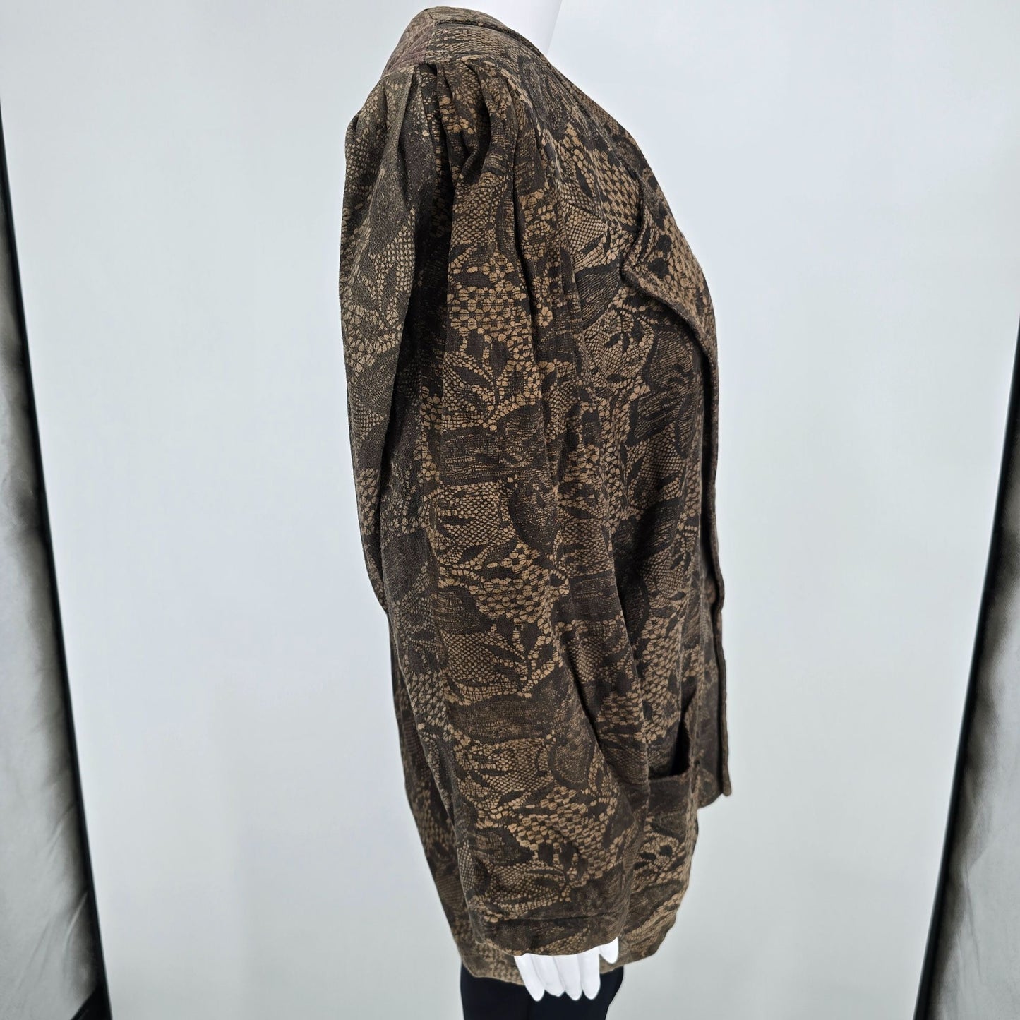 Vintage 1980s Christian Lauren Butterfly Pattern Oversized Blazer Jacket (M)