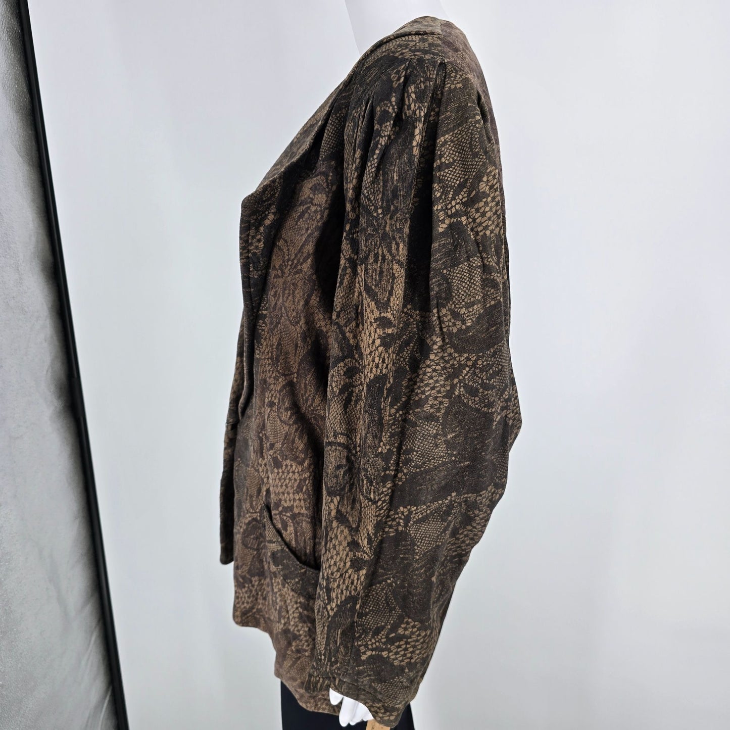 Vintage 1980s Christian Lauren Butterfly Pattern Oversized Blazer Jacket (M)