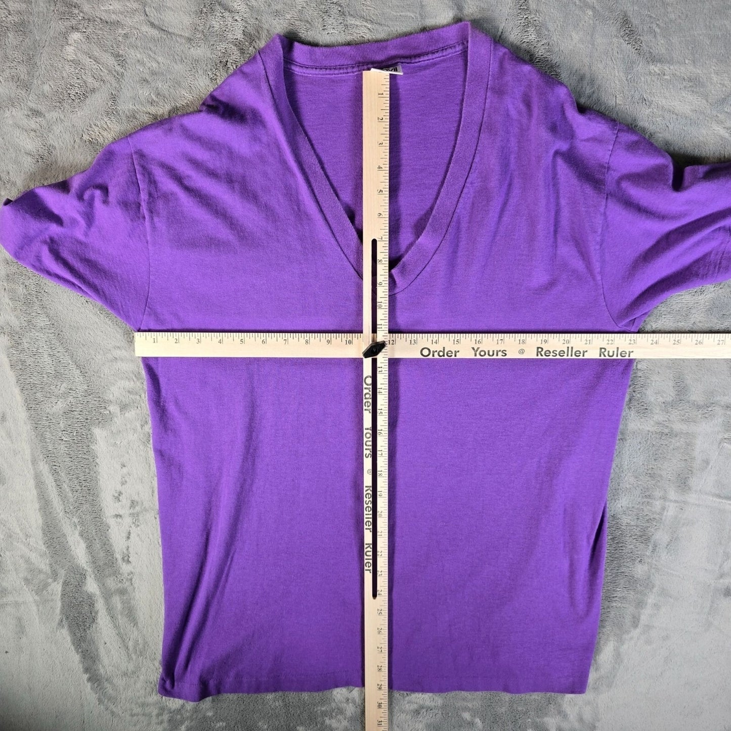 Vintage 1990s Stained Anvil Blank Purple V-Neck Single Stitch T-Shirt (XL)