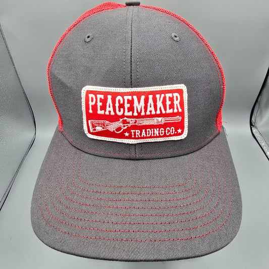 Peacemaker Trading Co. Patch Logo Gray & Red Snapback Richardson Trucker Hat