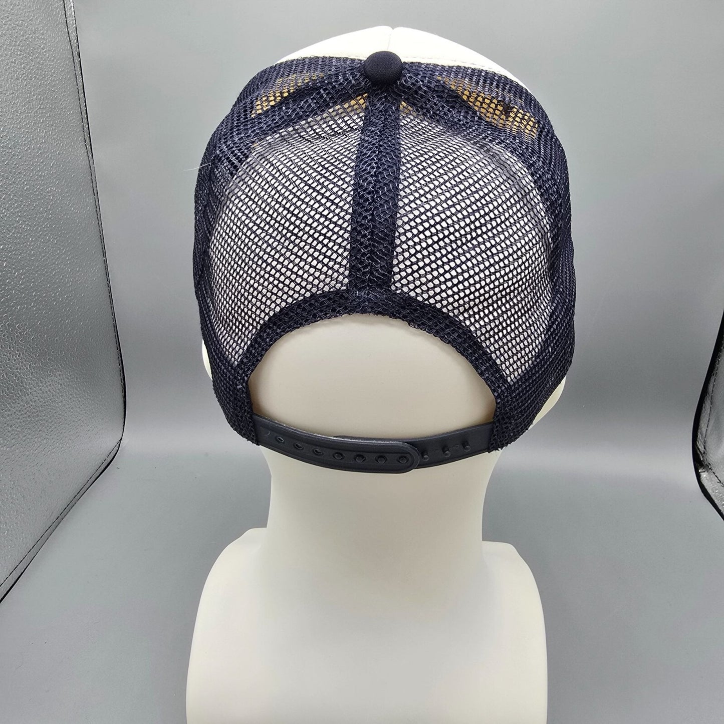 Spirit Halloween Jim's Oil Drilling Navy & White Mesh Back Patch Trucker Hat