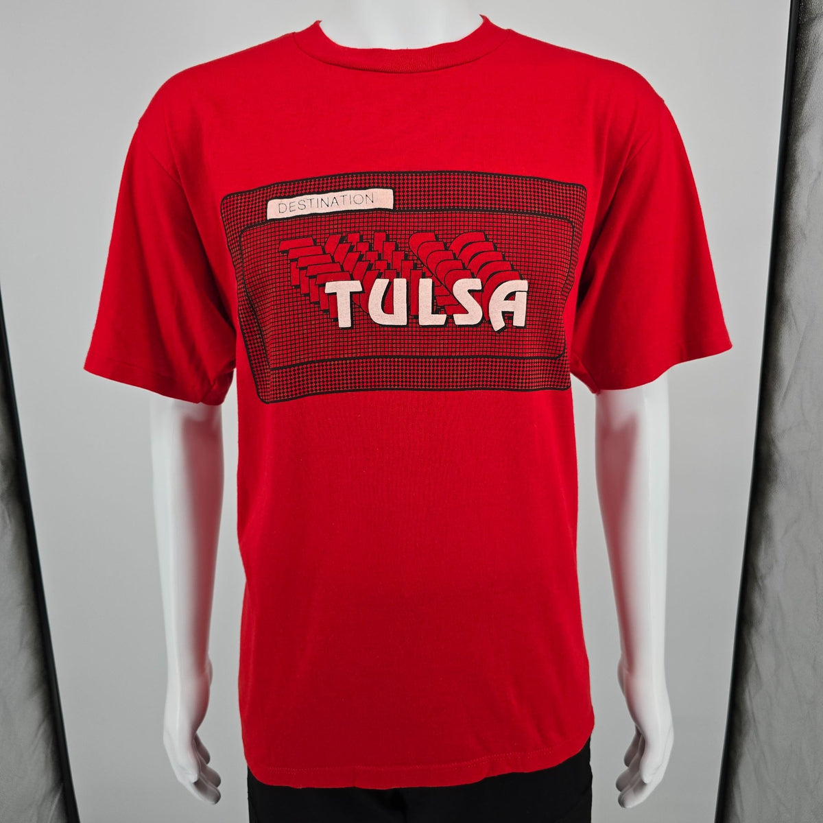 Vintage 1980s Velva Sheen Destination Tulsa Puff Print T-Shirt (L/XL)
