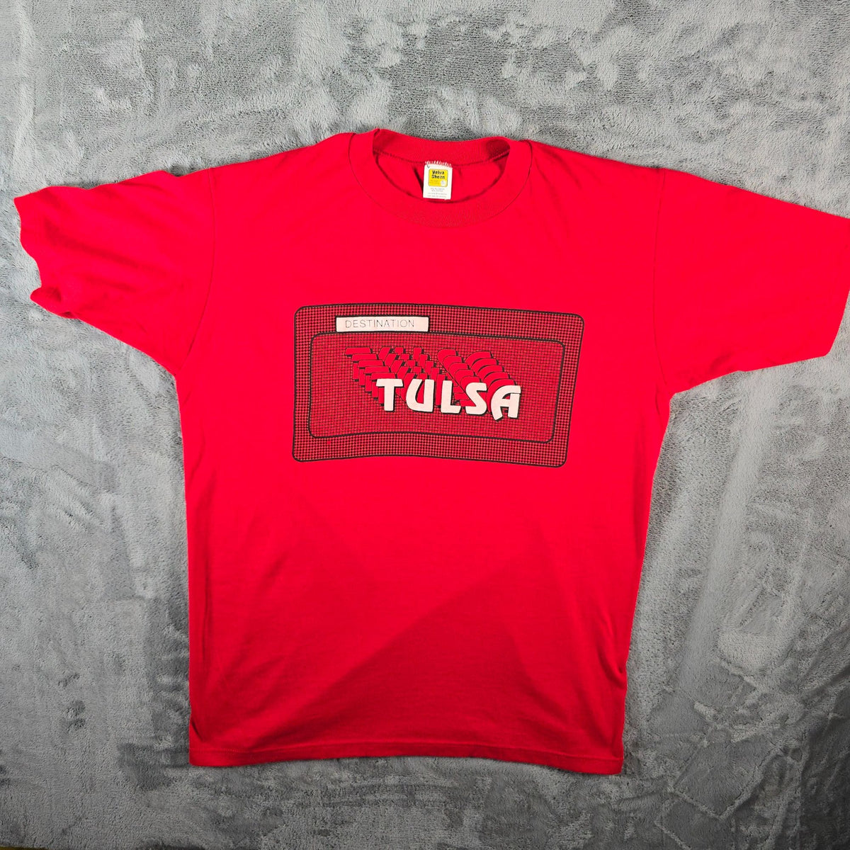 Vintage 1980s Velva Sheen Destination Tulsa Puff Print T-Shirt (L/XL)