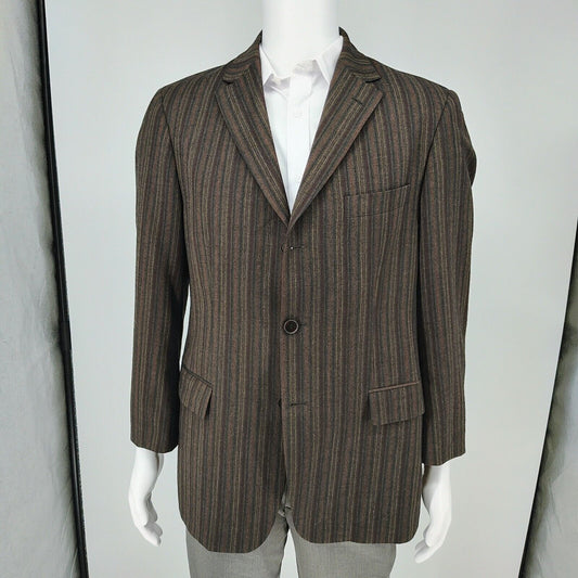 Hugo Boss  Made in USA Brown, Red, and Yellow Striped Sport Coat (42R) *FLAWS*