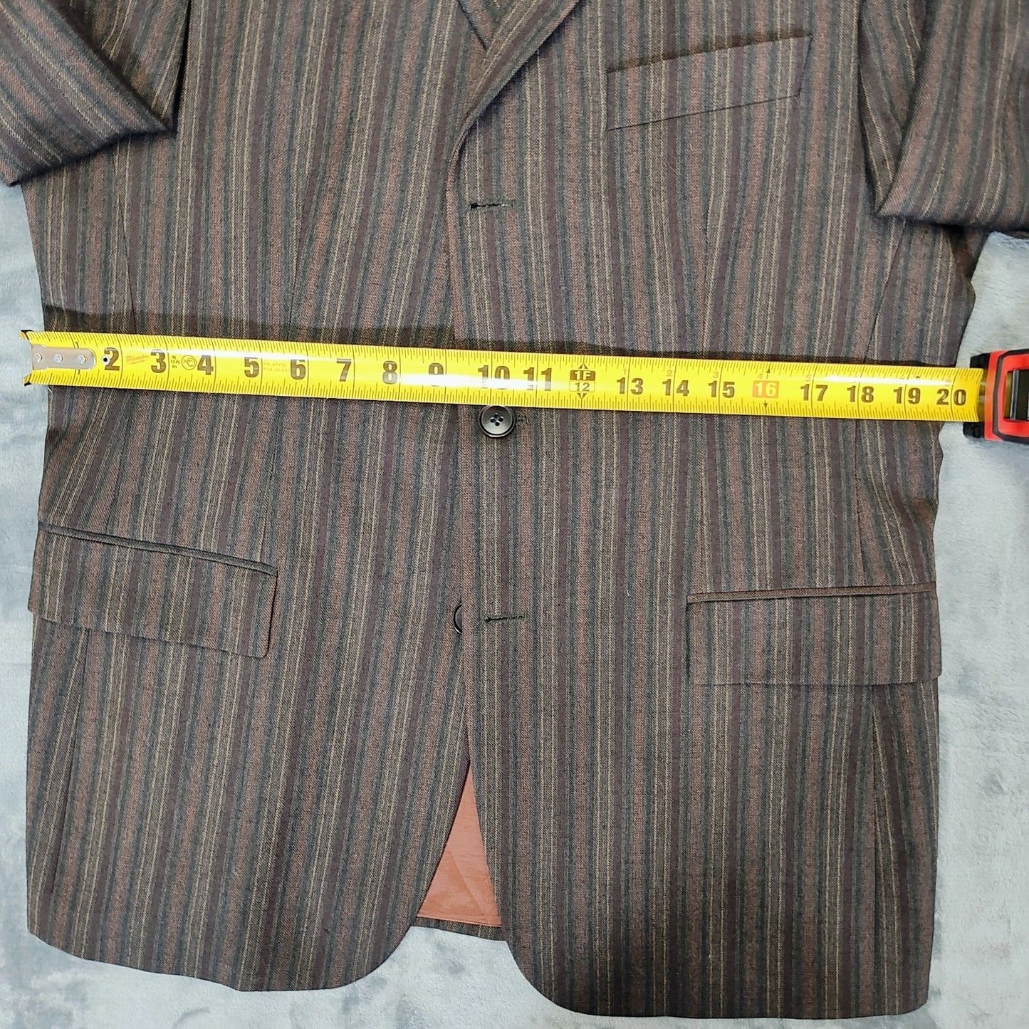 Hugo Boss  Made in USA Brown, Red, and Yellow Striped Sport Coat (42R) *FLAWS*