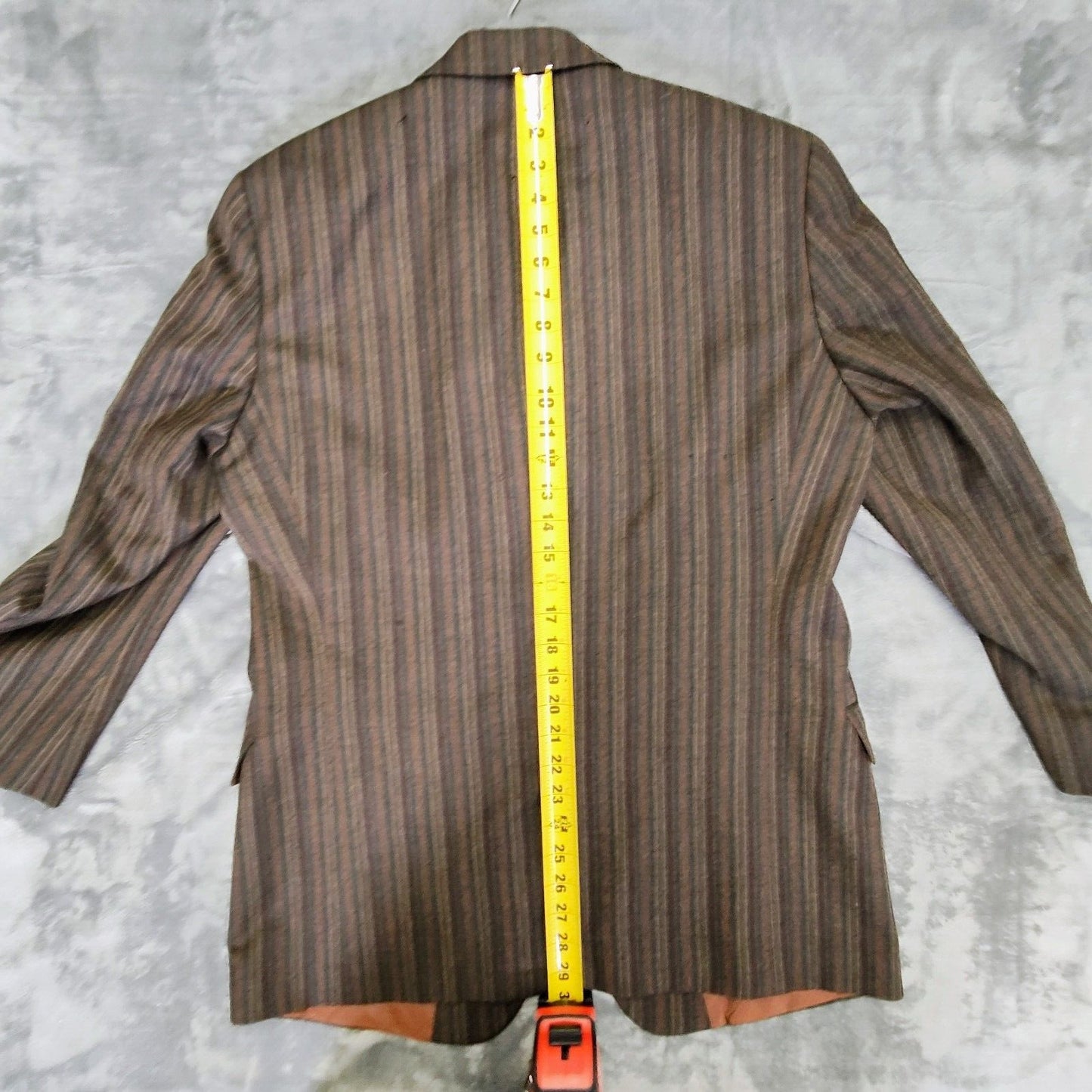 Hugo Boss  Made in USA Brown, Red, and Yellow Striped Sport Coat (42R) *FLAWS*