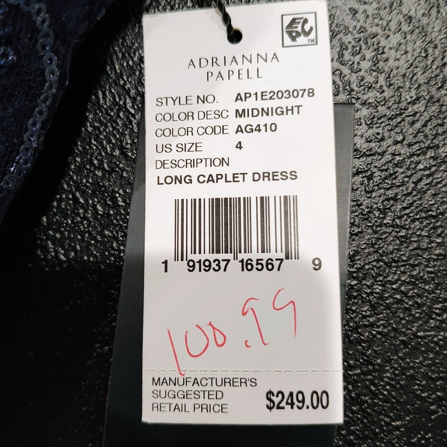 NWT Adrianna Papell Midnight Blue Capelet Long Maxi Dress $249 Retail (Size 4)