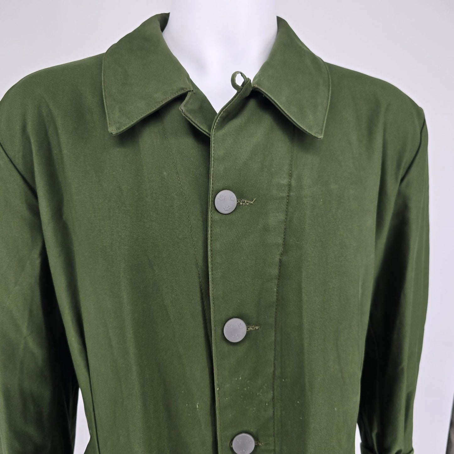 Vintage 1970s Swedish Military Olive Green M59 Field/Utility Coat (Large)