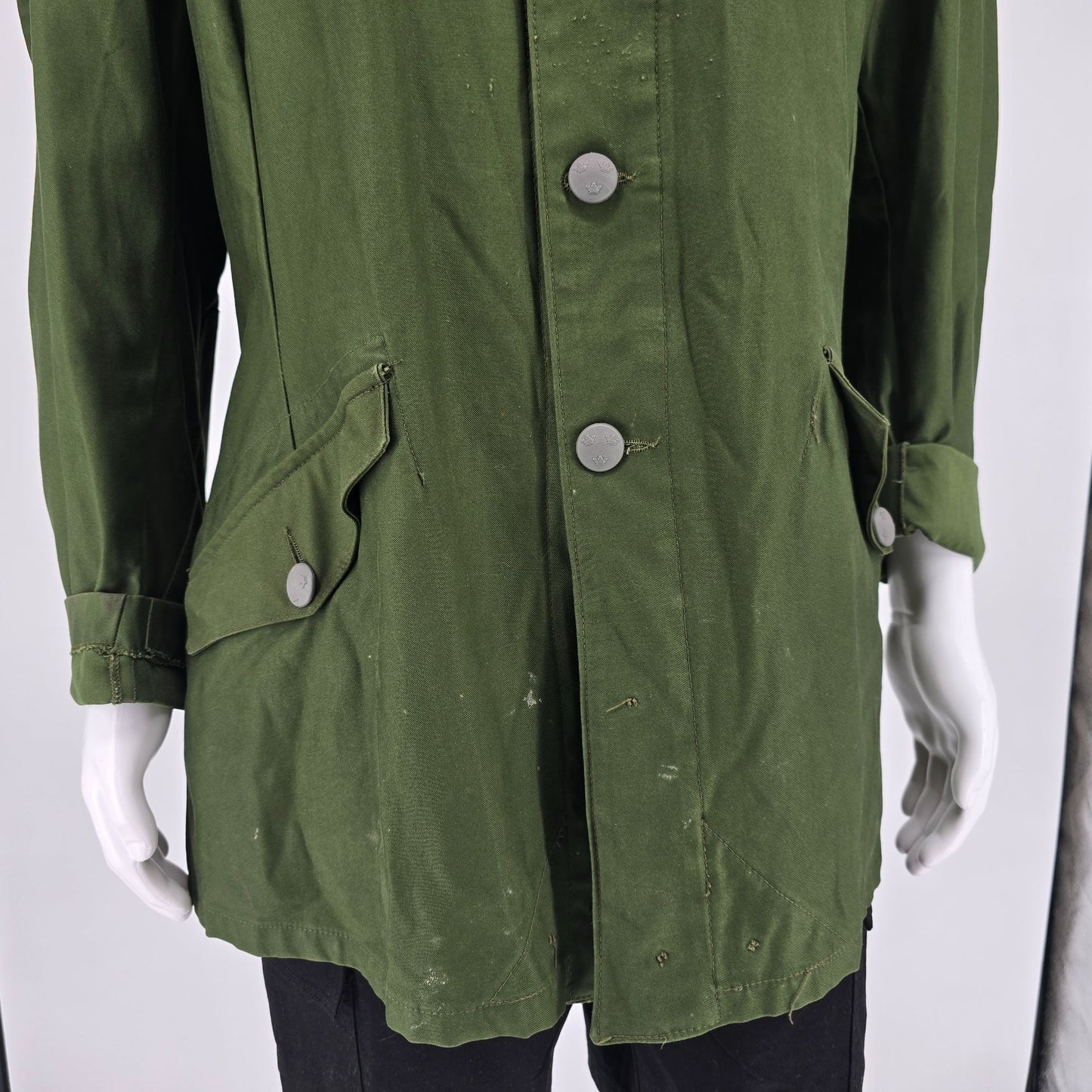 Vintage 1970s Swedish Military Olive Green M59 Field/Utility Coat (Large)