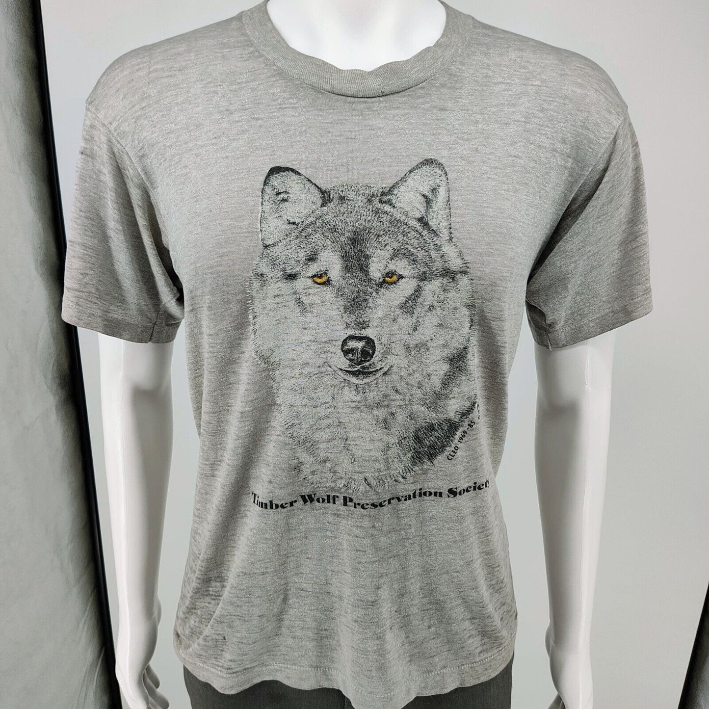 Vintage Single Stitch Timber Wolf Preservation Society Wolf Prints T-Shirt (M)