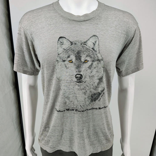 Vintage Single Stitch Timber Wolf Preservation Society Wolf Prints T-Shirt (M)