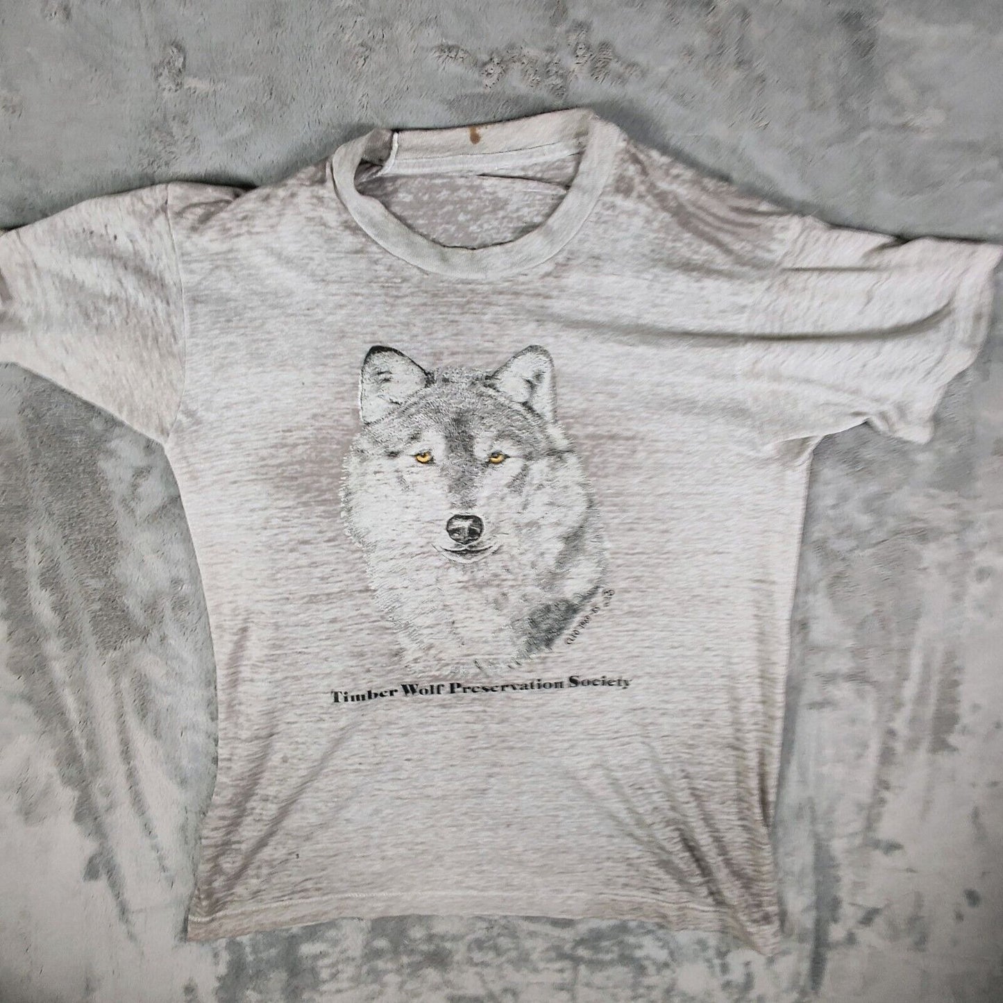 Vintage Single Stitch Timber Wolf Preservation Society Wolf Prints T-Shirt (M)