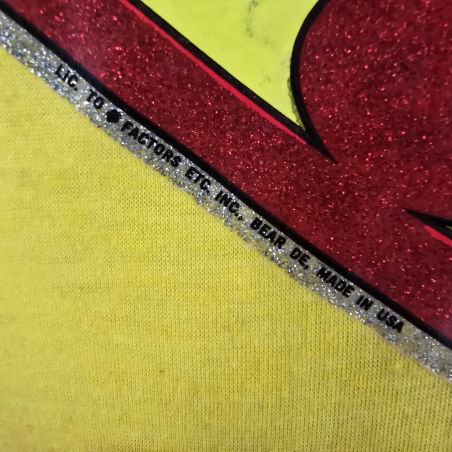 Vintage 1970s Yellow Superman Logo "Scale Man/Slick JR" Iron-On T-Shirt (XS)