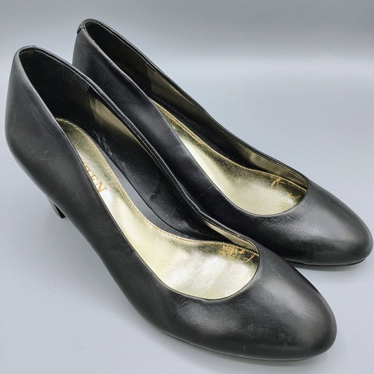 Lauren Ralph Lauren Womens Black Leather Block Heel Pumps (Size 8B)