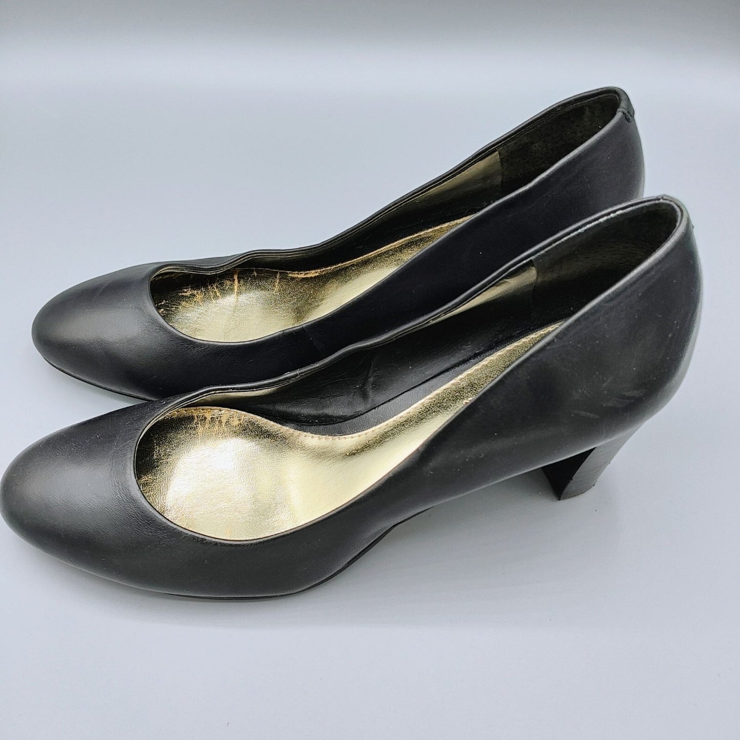 Lauren Ralph Lauren Womens Black Leather Block Heel Pumps (Size 8B)