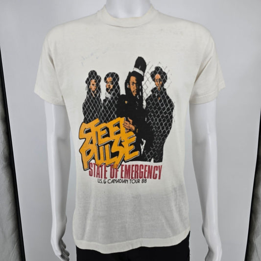 Vintage 1980s Steel Pulse State of Emergency World Tour Concert T-Shirt (M/L)