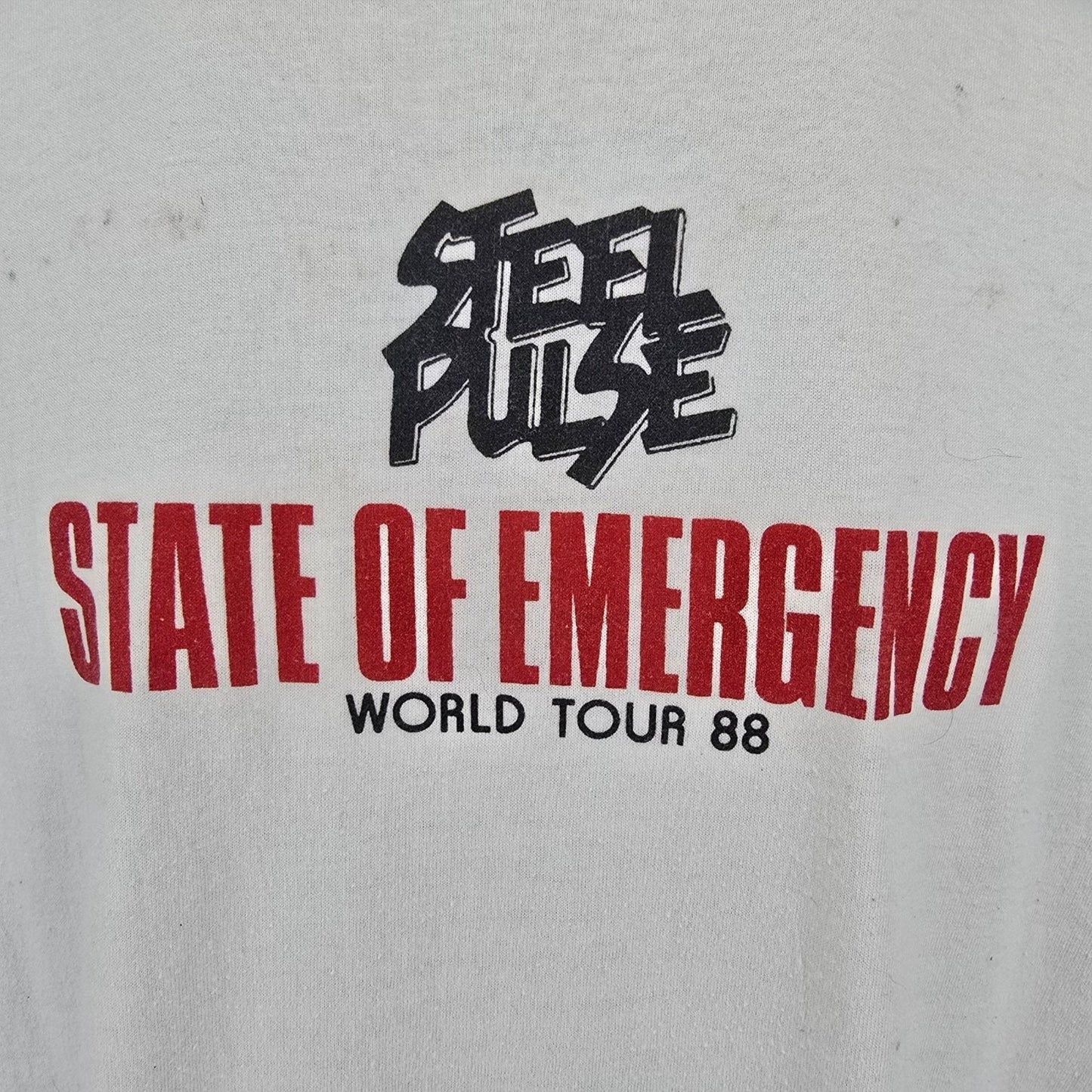 Vintage 1980s Steel Pulse State of Emergency World Tour Concert T-Shirt (M/L)