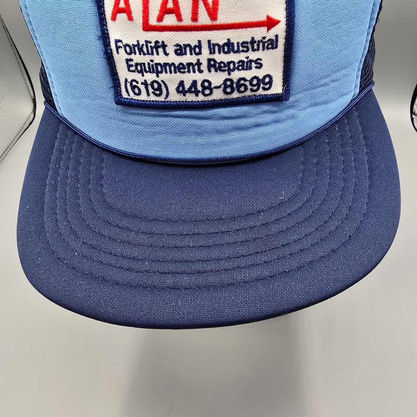VTG 1980s Adjust-A-Size Alan Forklift & Industrial Equipment Repairs Trucker Hat