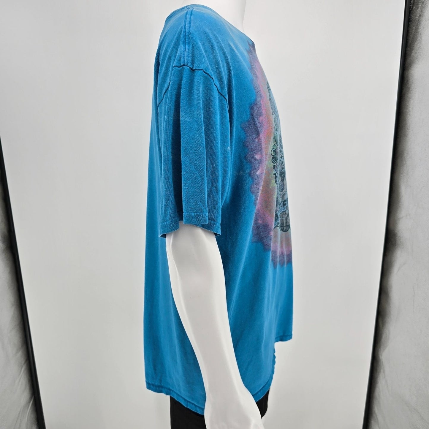 2010s Liquid Blue Grateful Dead Skeleton & Roses Faded Graphic T-Shirt (2XL)