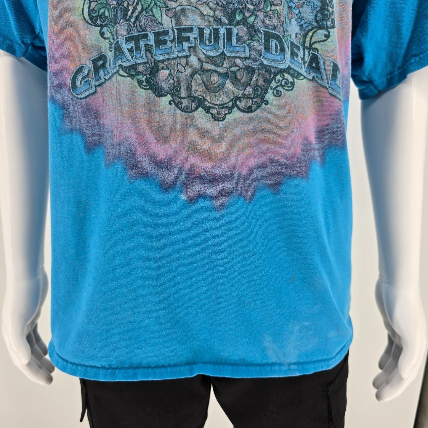 2010s Liquid Blue Grateful Dead Skeleton & Roses Faded Graphic T-Shirt (2XL)