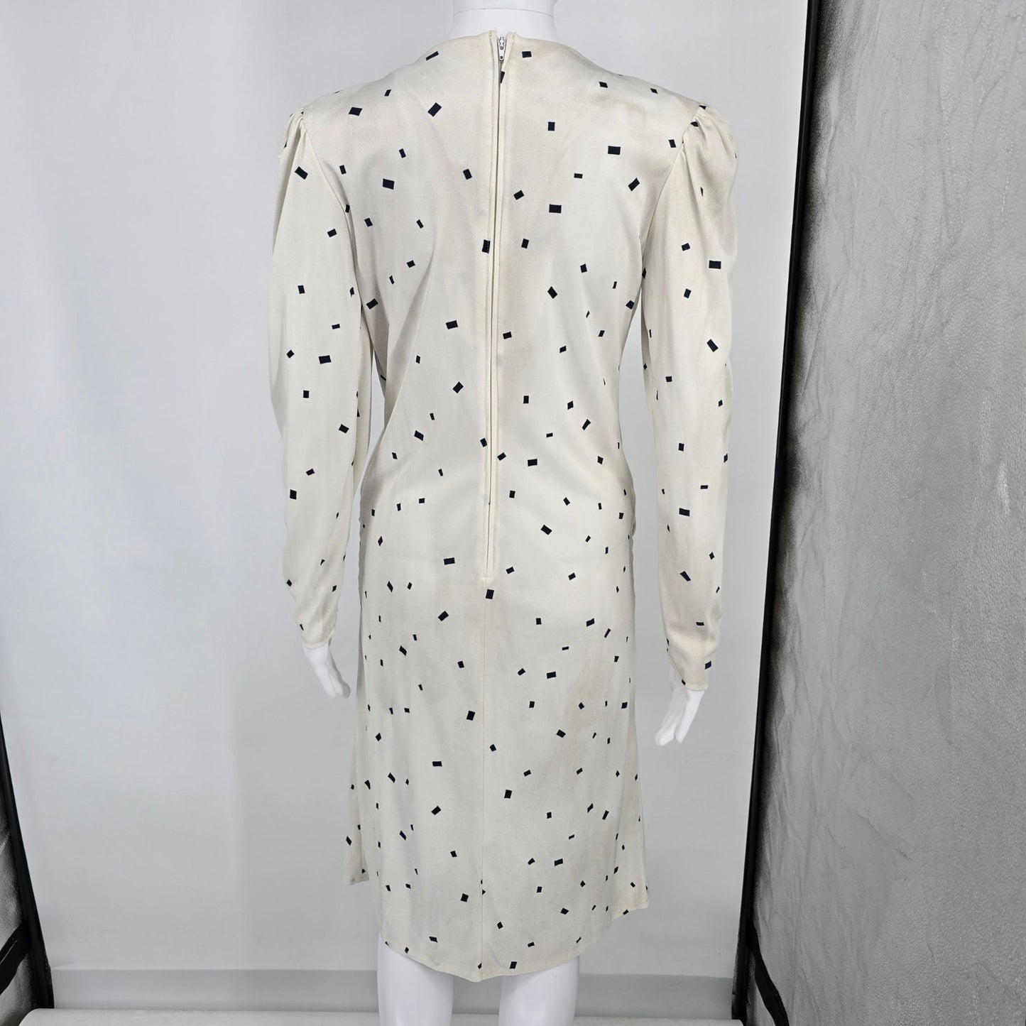 Vintage 1980s Vijack Fashions Confetti Print Draped Surplice Cocktail Dress (M)