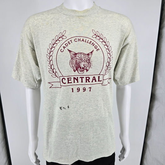 Distressed Vintage 1990s ROTC Central Cadet Challenge 1997 Wildcat T-Shirt (XL)