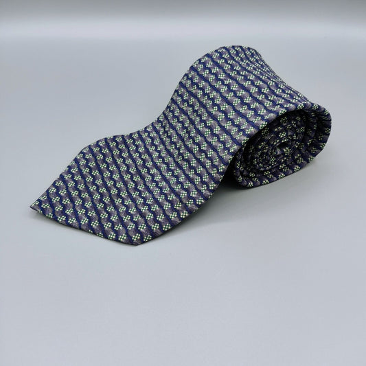 Van Heusen Made in USA Blue & Green Geometric Pattern 100% Silk 3.8" Necktie