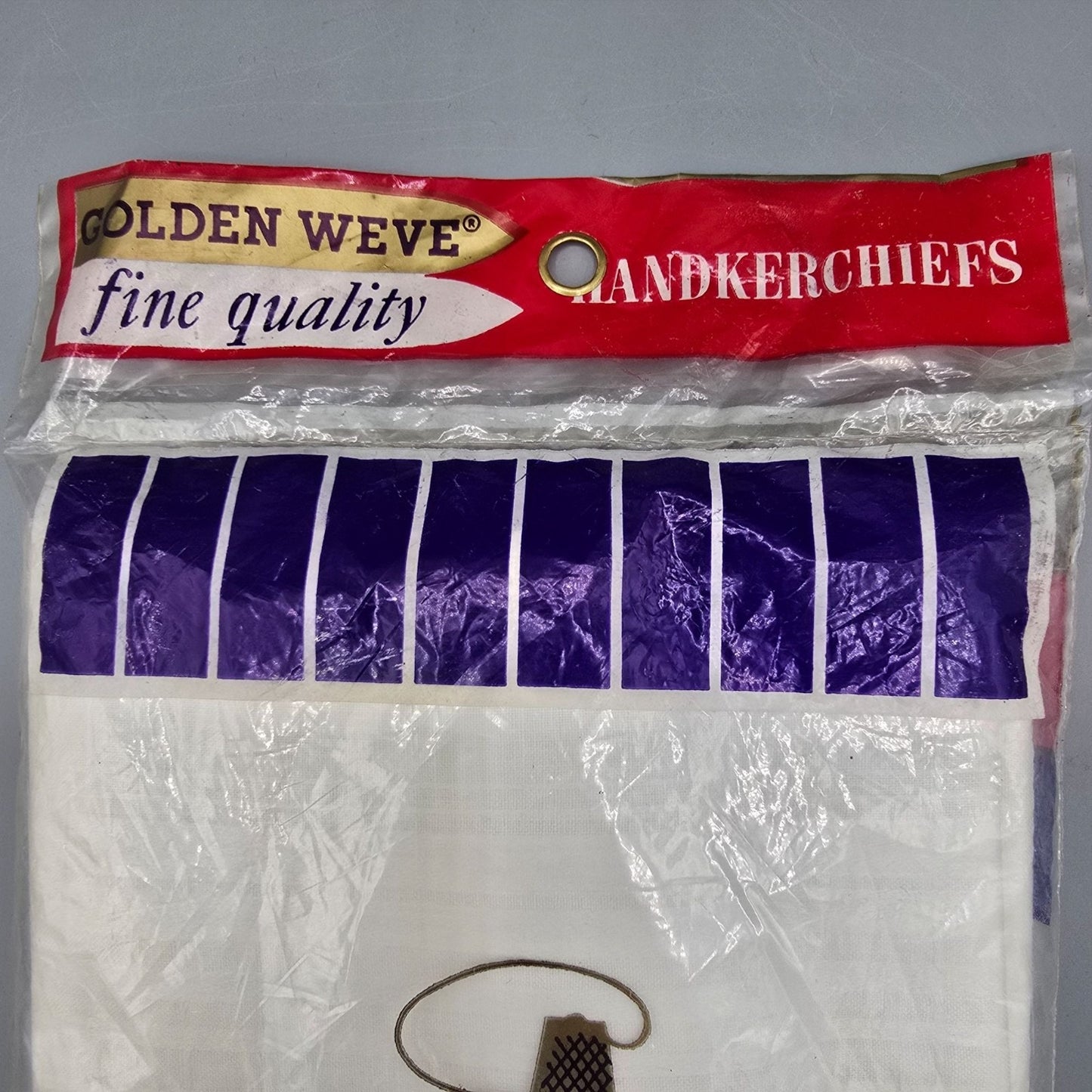 Vintage 1960s Deadstock NOS Golden Weve Men's Satin Stripe Handkerchiefs 8-Pack